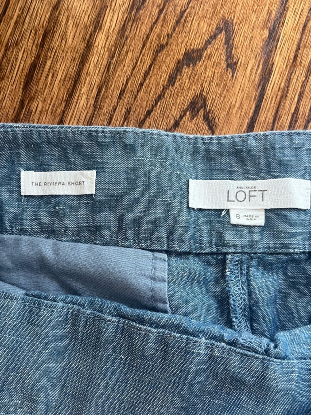 LOFT Chambray Scallop Hem Riviera Shorts Size 8 - Picture 2 of 8
